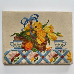Crewel Embroidered Wall Art Spring Bouquet 0323 Creative Circle 1981